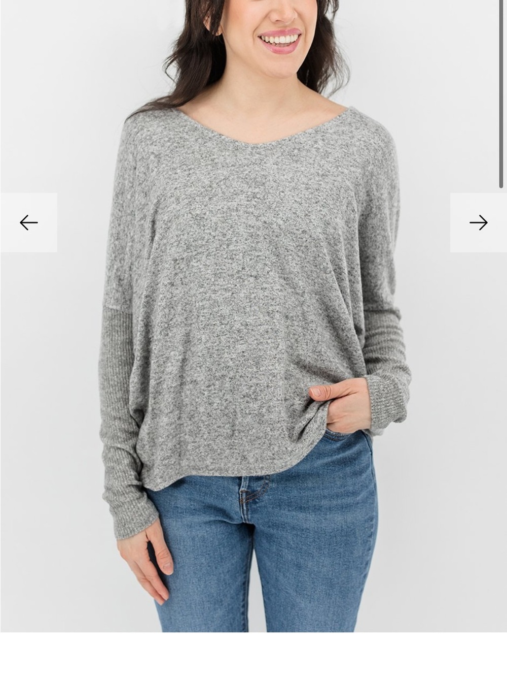 Cherish Heather Gray Long Sleeve V-Neck Pullover